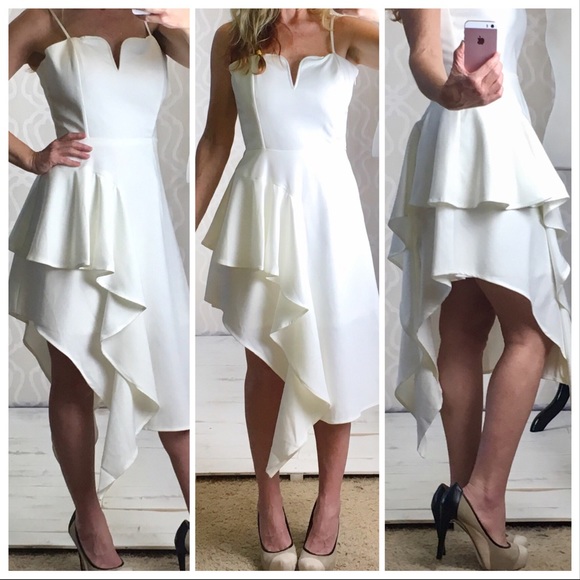 Summer White Asymmetrical Dress - Picture 7 of 8